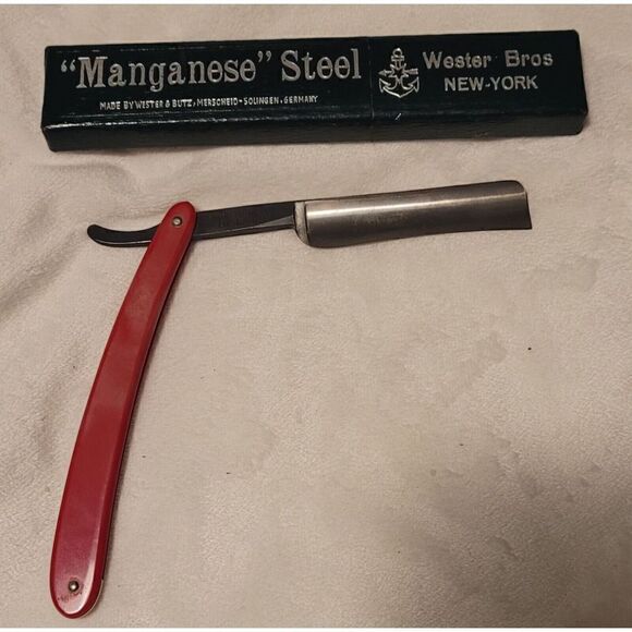 VERY RARE Red Imp Straight Razor 133 Made By Case Manganese Steel Germany Box - Picture 7 of 12